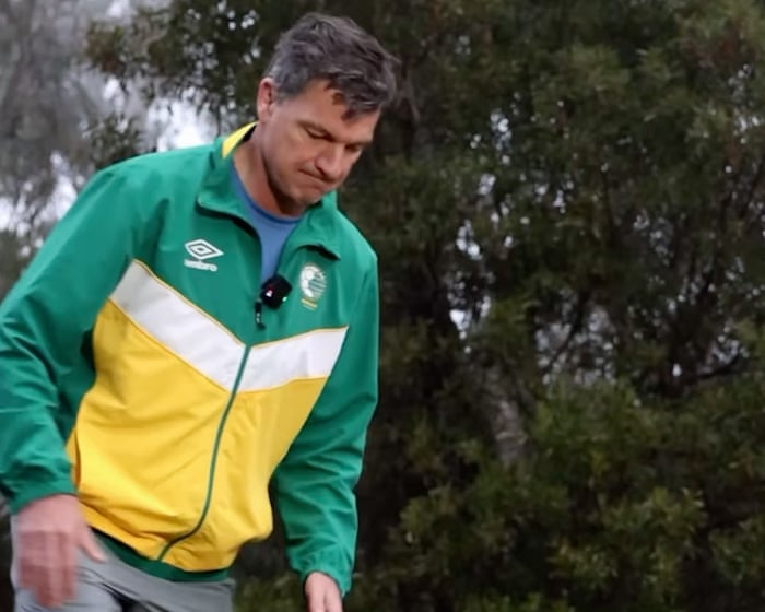 Angus Taylor was keen to get on the front foot. But he dropped the ball … on to his knee?!