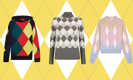 Argyle sweaters, from left: Pringle Reissued, Marks &amp; Spencer Collection and AMI.