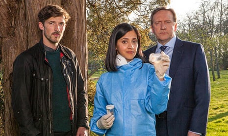 Gwilym Lee as DS Charlie Nelson, Manjinder Virk as Dr Kam Karimore and Neil Dudgeon as DCI John Barnaby. 