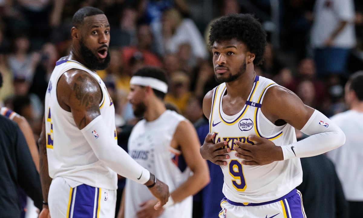 It means everything': LeBron James takes court alongside son Bronny for first time | LeBron James | The Guardian