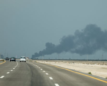 Smoke billows from Saudi Aramco’s Ras Tanura oil refinery after a reported Iranian drone strike, 2 March 2026.