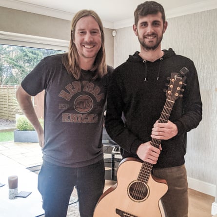 Jack Stephens with his guitar teacher Aidan Hampson