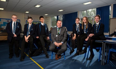 Jason Thurley with students at Beacon academy