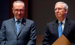 Incoming Senate majority leader Chuck Schumer, left, on January 20, succeeded Kentucky Republican Senator Mitch McConnell (right), on Capitol Hill.