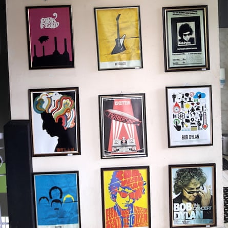 Framed posters in Dylan’s Cafe.