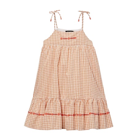 girl’s smock dress, orange gingham