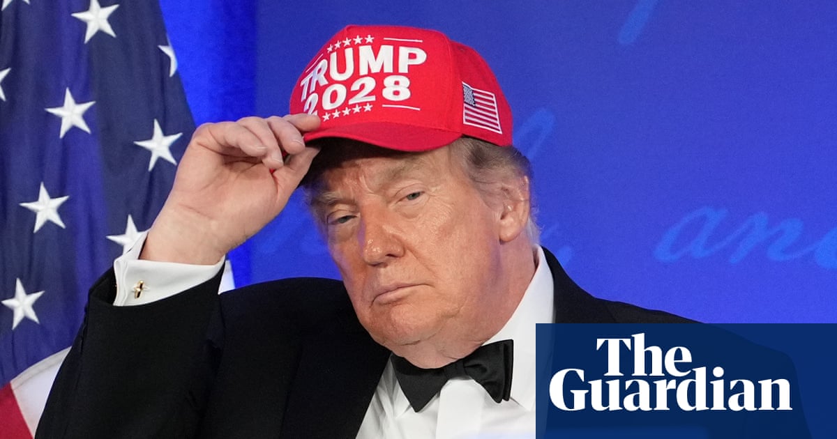 The president of the United States cosplays as a four-term strongman with a 'TRUMP 2028' hat, because nothing screams "healthy democracy" like joking about ignoring the Constitution on live TV.