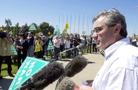 Former intelligence offical and future independent MP Andrew Wilkie at an anti-war protest outside parliament.