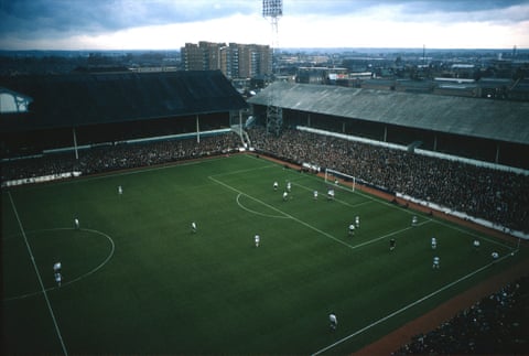 A general view of White Hart Lane stadium looking towards the west stand and Paxton Road end during the Tottenham Hotspur v West Bromwich Albion on 30 October 1965.