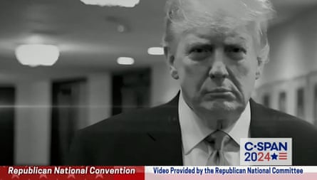 C-Span screengrab of black and white photo of trump looking ahead
