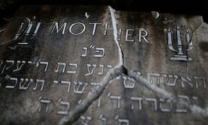 Vandalised headstone at a Jewish cemetery in Blackley, Manchester, during 2016.