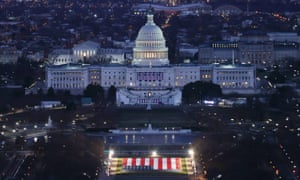 The US Capitol building is prepared for the inauguration ceremonies for president-elect Joe Biden