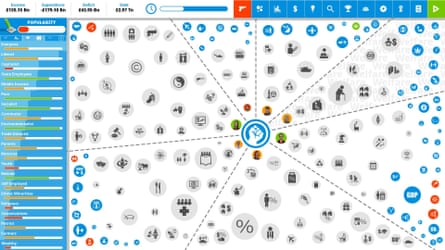 Democracy 4’s policy web visualises your policies.