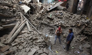 Rescue workers in Nepal search for survivors after the 2015 earthquake