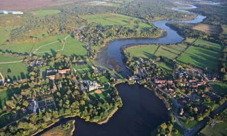 Aerial view of the New Forest village of Beaulieu.