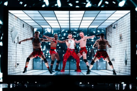 Olly Alexander at Eurovision 2024 in Malmo Arena in Sweden.