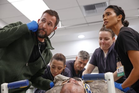 a tense hospital scene in The Pitt.