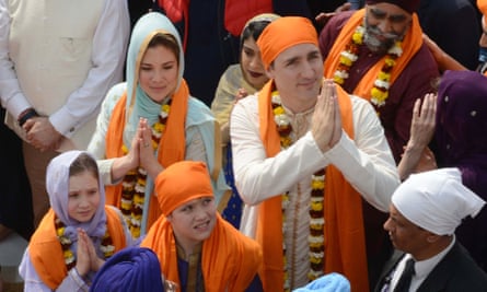 Trudeau with his wife and children in Amritsar, India in 2018.
