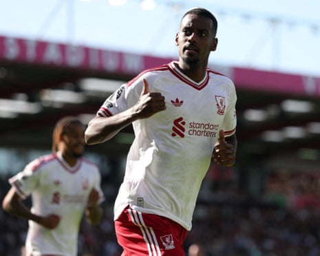 Alexander Isak shows his delight after scoring LiverpoolâÂÂs winner at Bournemouth.