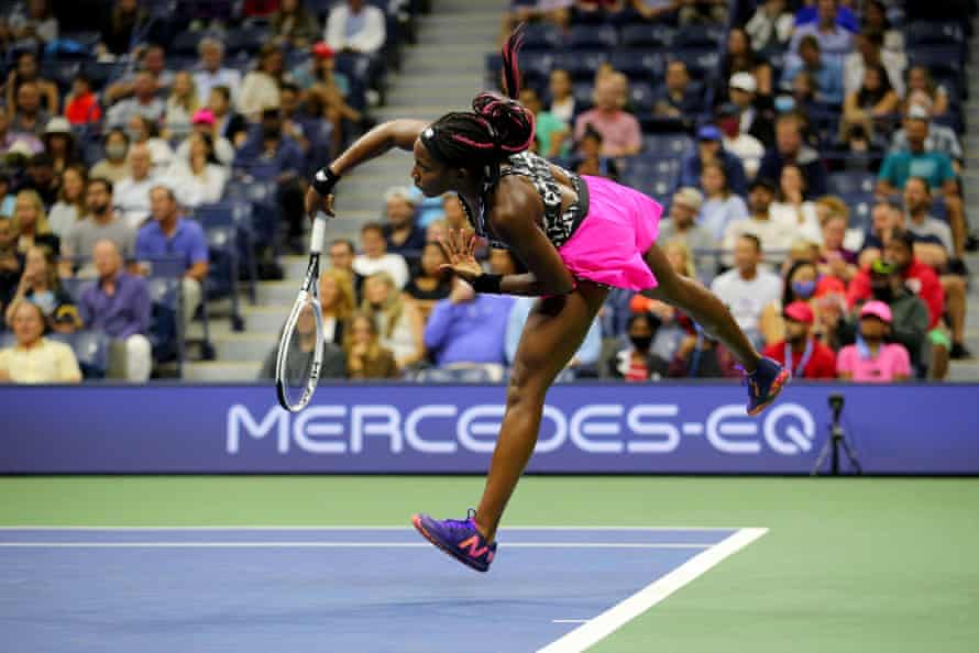 Coco Gauff in action at Flushing Meadows.