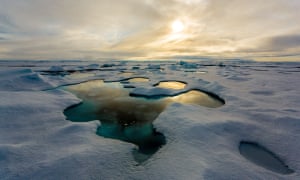 A melt pond on Arctic sea ice in the Central Arctic.