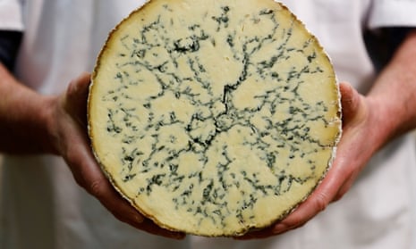 A cut Stilton cheese in Cropwell Bishop, UK, April 2016.