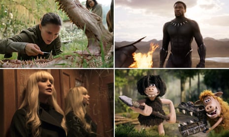 Clockwise from top left: Annihilation, Black Panther, Early Man and Red Sparrow