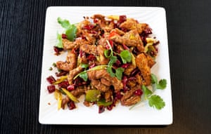 ‘A hit of glorious offal pong’: dry fried pig’s intestines.