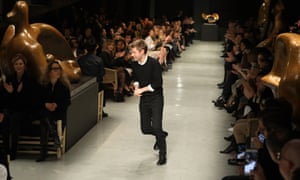 Christopher Bailey of Burberry on the catwalk.