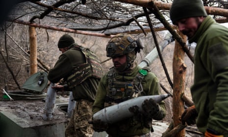 Ukrainian servicemen of the 80th Brigade prepare to fire targets from a mobile howitzer outside Bakhmut, Ukraine.