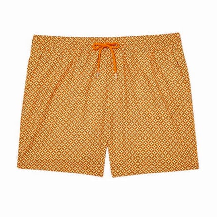 Orange geometric-print shorts