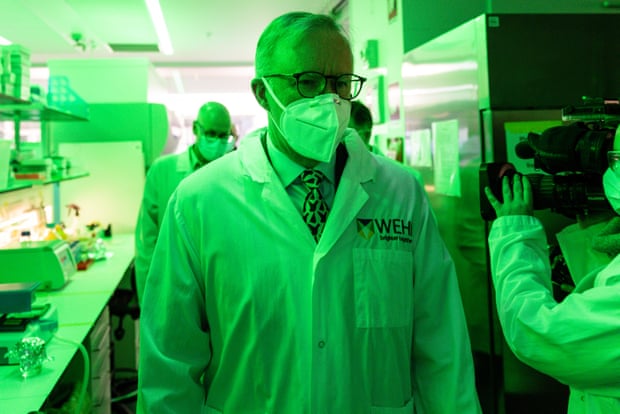 Anthony Albanese visits the Walter & Eliza Hall Institute of Medical Research in Melbourne on Wednesday. The PM has plans for a new national centre for disease control.