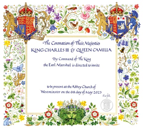 The invitation for the coronation of Britain's King Charles III.