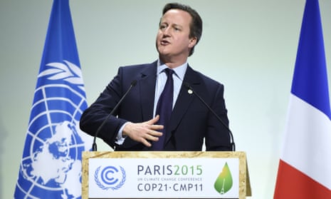 David Cameron called for ‘action today’, not excuses tomorrow, on climate change in Paris. Back home, his ministers are rolling back on low-carbon policies.