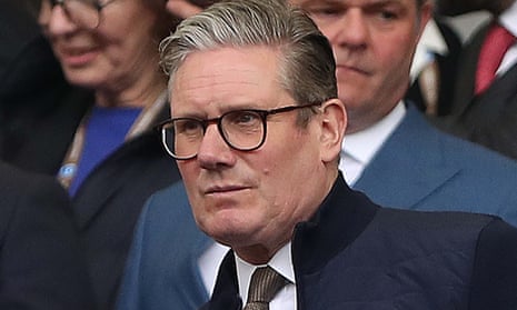 Keir Starmer at a football match between Brighton and Hove and Arsenal on 6 April.