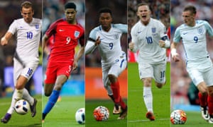 Harry Kane, Marcus Rashford, Daniel Sturridge, Wayne Rooney and Jamie Vardy