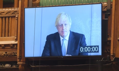 Boris Johnson answering Prime Minister’s Questions from self-isolation last week.