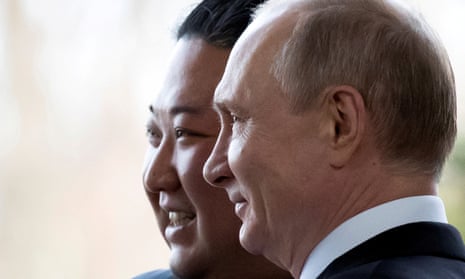 Russian President Vladimir Putin and North Korea's leader Kim Jong Un in Vladivostok, Russia, 2019.