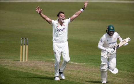 Harry Conway of Northamptonshire successfully appeals to the umpire for the wicket of Peter Handscomb