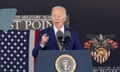 Biden speaks at a lectern at West Point.