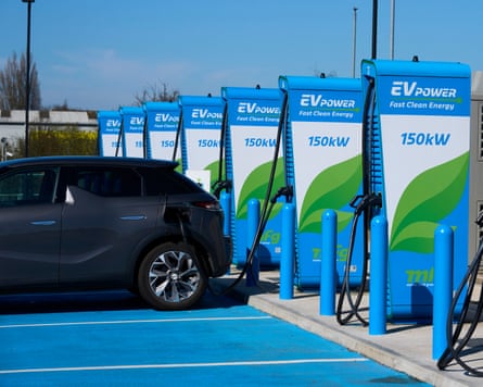 An electric vehicle charging at an MFG EV Power charging hub at Cannock Gateway