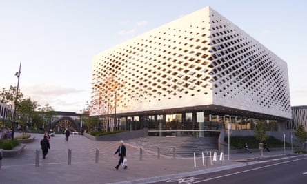 Suburban mall with a public library at its centre in Melbourne