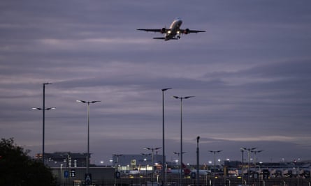 A passenger plane taking off from Heathrow airport