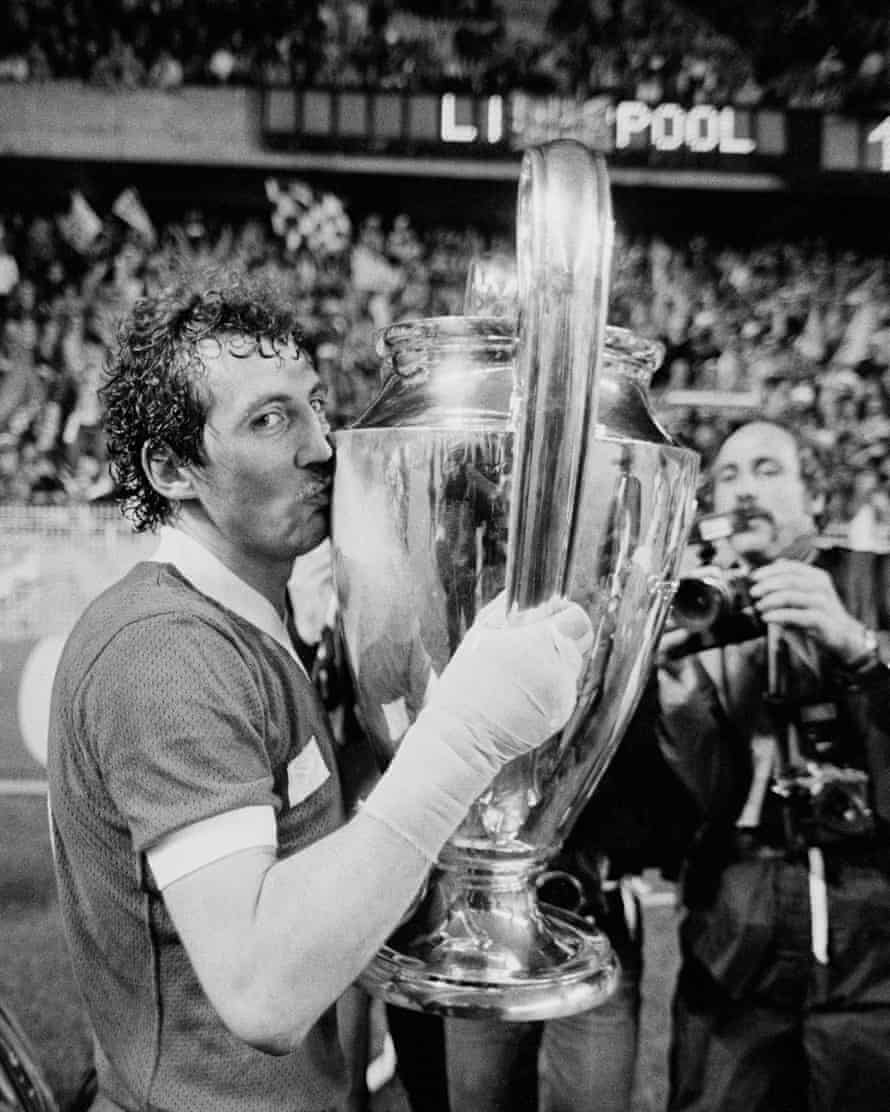 The matchwinner Alan Kennedy kisses the European Cup after Liverpool’s win over Real Madrid in 1981