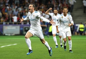 Gareth Bale celebrates his wonder strike. He’s only been on the field two minutes!