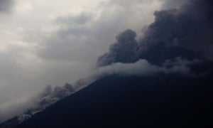 A view of an eruption of the Fuego volcano in Antigua Guatemala