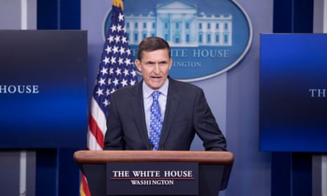 National Security Advisor, retired Lieutenant General Michael Flynn, speaks during a daily news briefing.