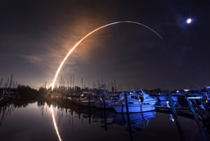 NASA’s new moon rocket lifts off from the Kennedy Space Centre in Cape Canaveral as seen from Merritt Island