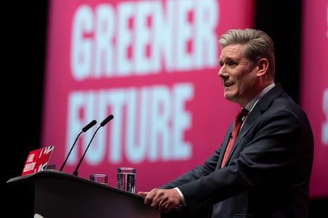 Keir Starmer addressing the Labour conference.