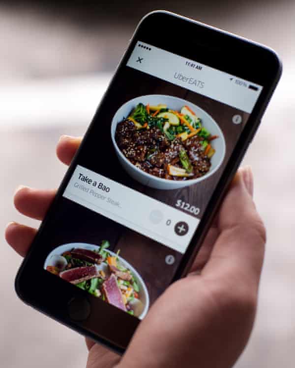 Mobile phone with UberEATS app